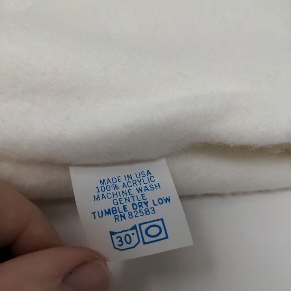 Unbranded Men's Knit Beanie Hat White Acrylic Vintage Made USA Turtle Logo - Picture 10 of 10